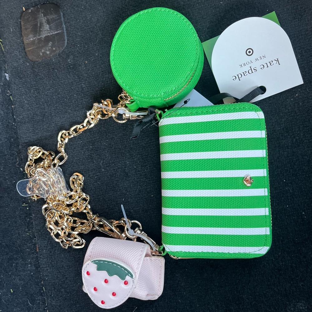 Kate Spade Green Striped Wallet and Coin Purse Set